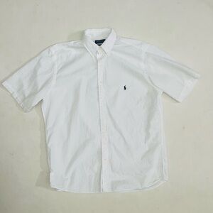 Men’s white seersucker Ralph Lauren short sleeve button down size LT large tall